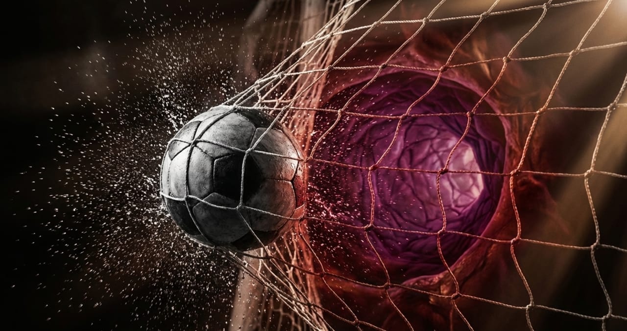 איור לטקסט של לייטמן 'כדורגל - אתה סקס!': שער כמטפורה לאקט המיני בפרסום הרשמי של בני ברוך מ-22 באוגוסט 2008