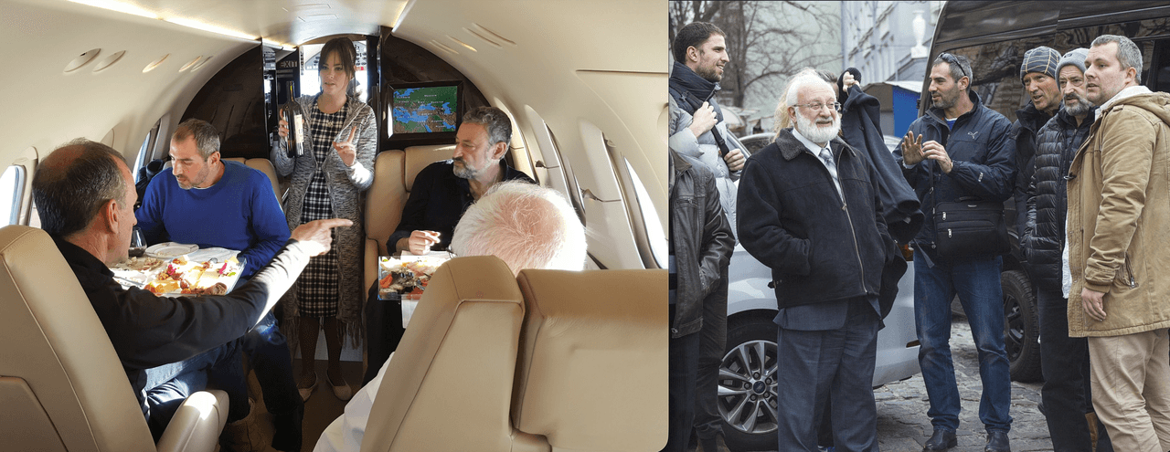 Laitman quitándose la kipá en el avión