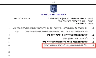 Фрагмент судебного протокола с показаниями Таэль Шадмон