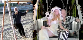 Michael Laitman riding a swing